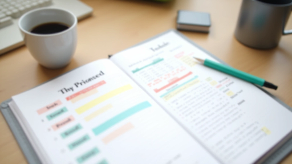 Tagesplaner mit Zeitblöcken und Farbmarkierungen