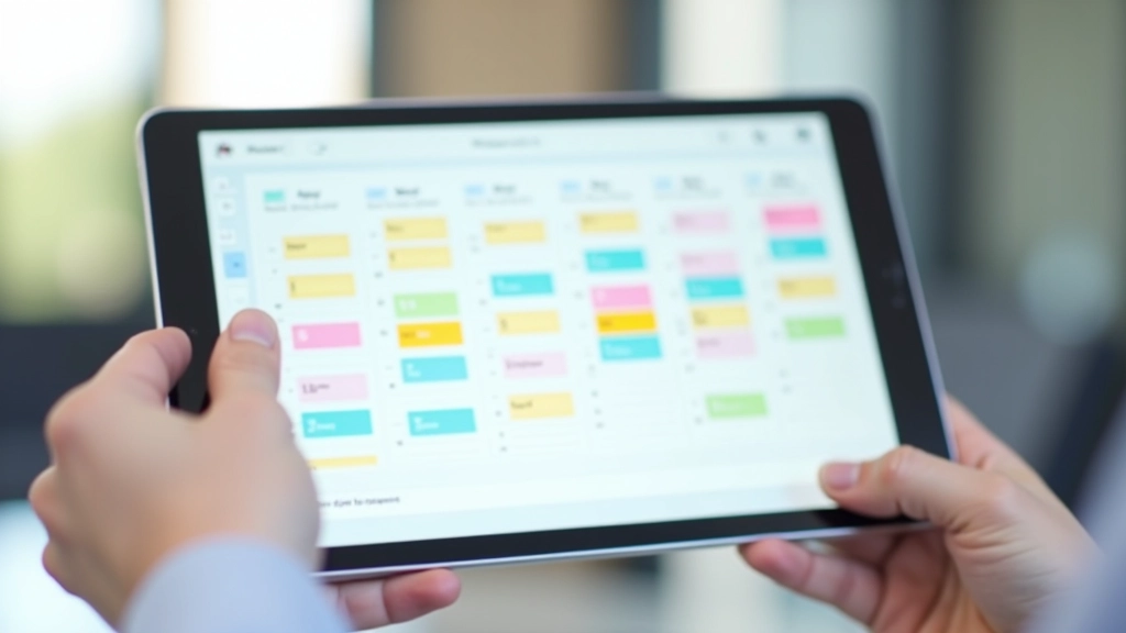 Digitaler Kalender zeigt verschiedenfarbige Zeitblöcke über eine Woche verteilt