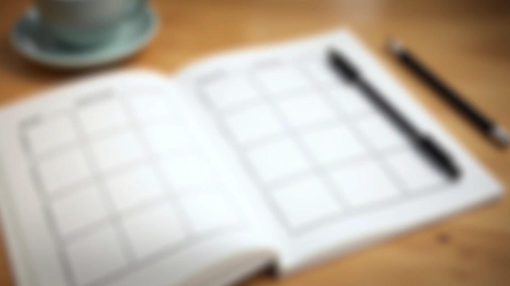 Notizbuch mit Eisenhower-Matrix-Vorlage auf hellem Schreibtisch