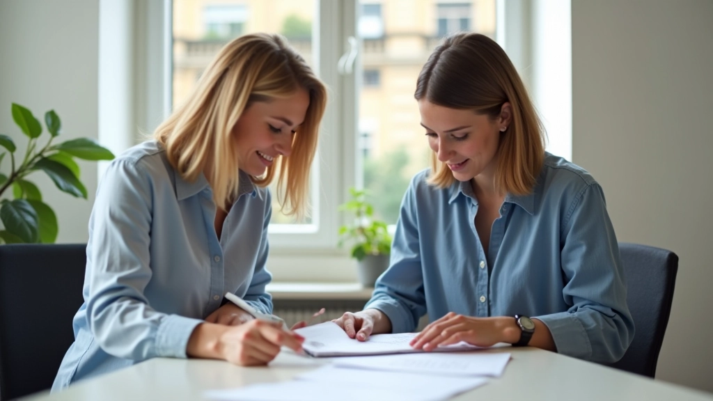 Zwei Menschen sitzen am Konferenztisch und besprechen Zeitmanagement-Strategien